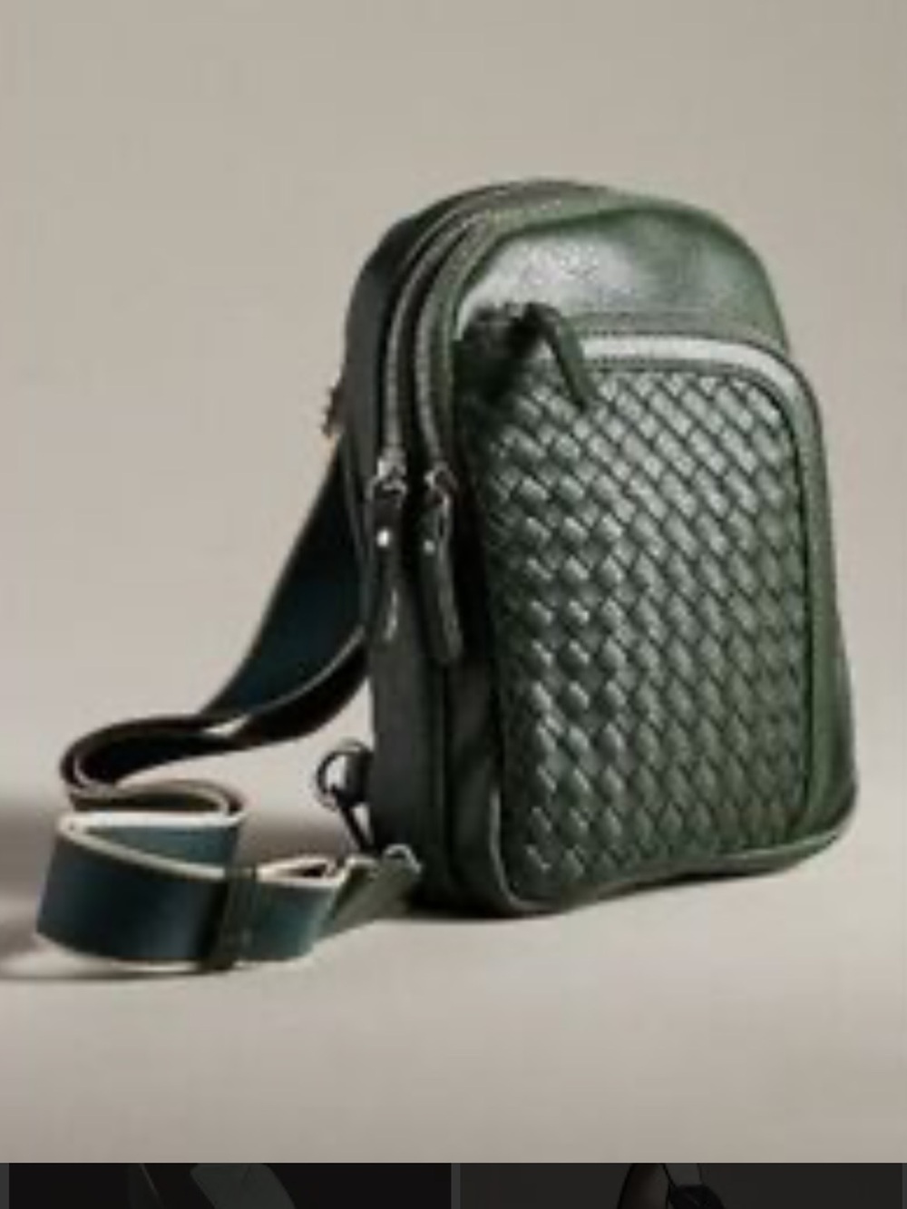 Urban Outfitters X Anthologie Green Woven
Vegan Leather Crossbody Sling
Bag